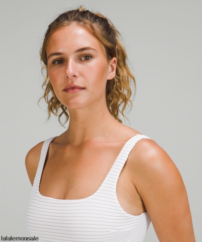 Lululemon Damen DELULU503 | Hyper Stripe Einteiliger Badeanzug Mit Eckigem Ausschnitt Und Gesmokten B/c-körbchen Am Wasser